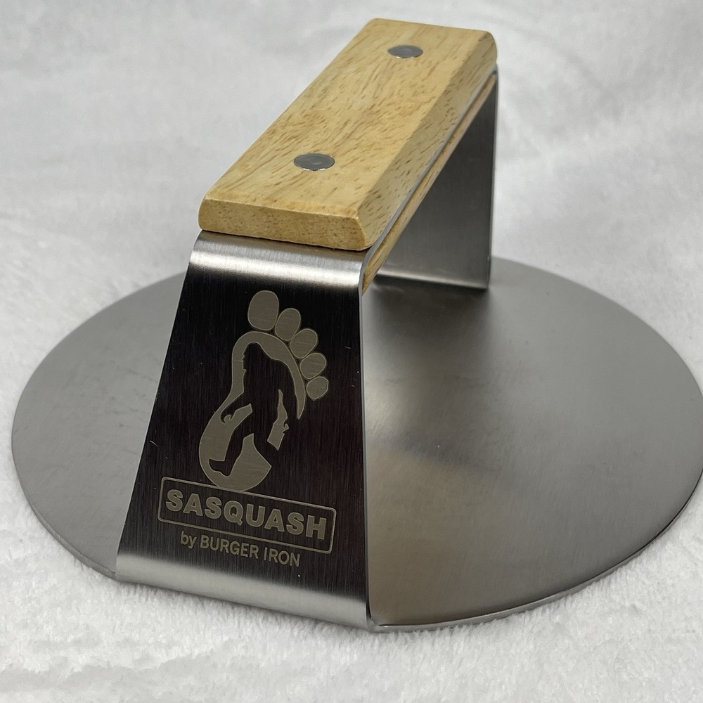 Burger Iron Sasquash 6" Stainless Steel Burger Press Smasher Wide Handle